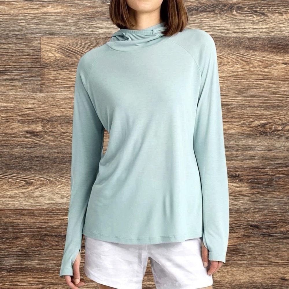 Free Fly Bamboo Lightweight Hoodie II Womens M Ocean Mist Breathable UPF20+
